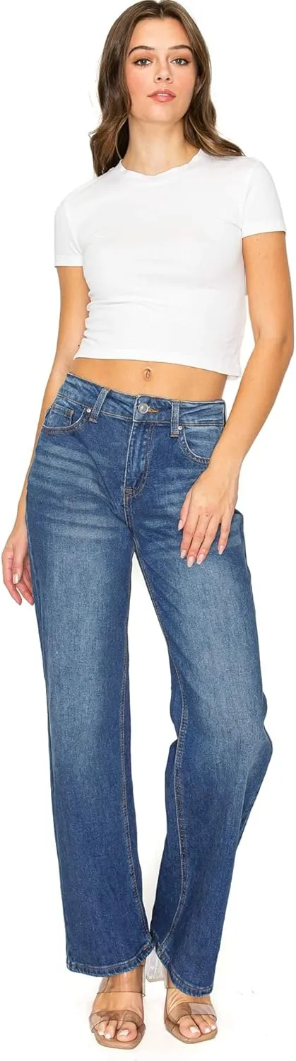 WAX JEAN Womens Juniors Loose Fit Wide Leg Jeans