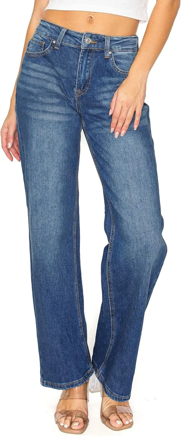 WAX JEAN Womens Juniors Loose Fit Wide Leg Jeans