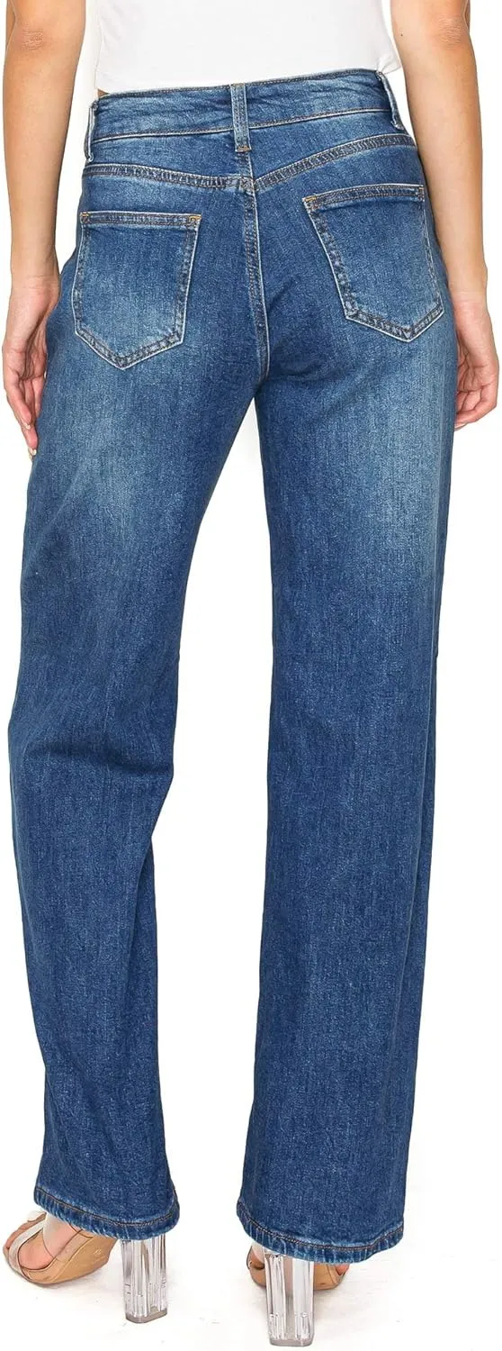WAX JEAN Womens Juniors Loose Fit Wide Leg Jeans