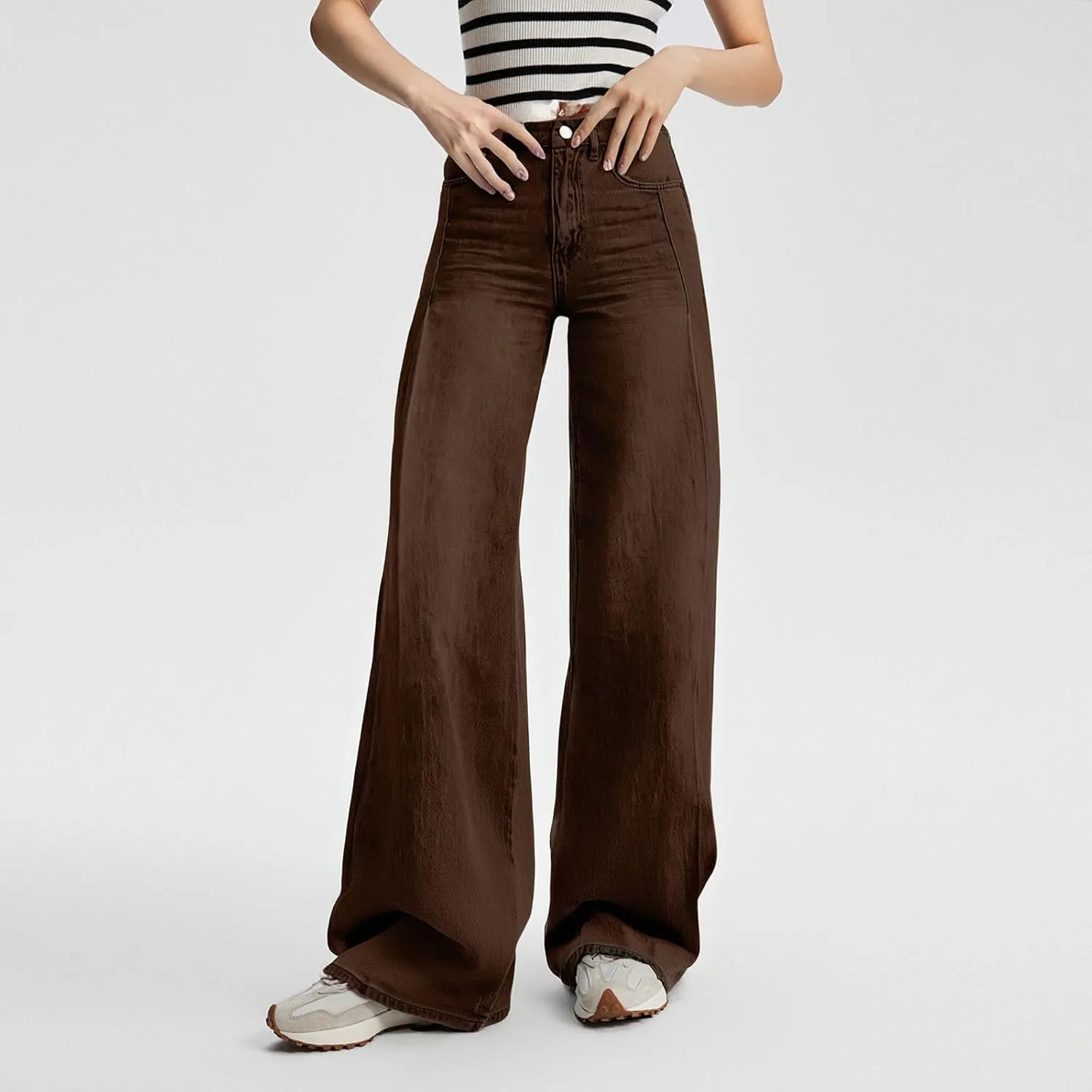 Wide Leg Jeans for Women 2025 Summer High Waisted Strechy Trendy Baggy Bootcut Y2K Street Denim Pants Plus Size