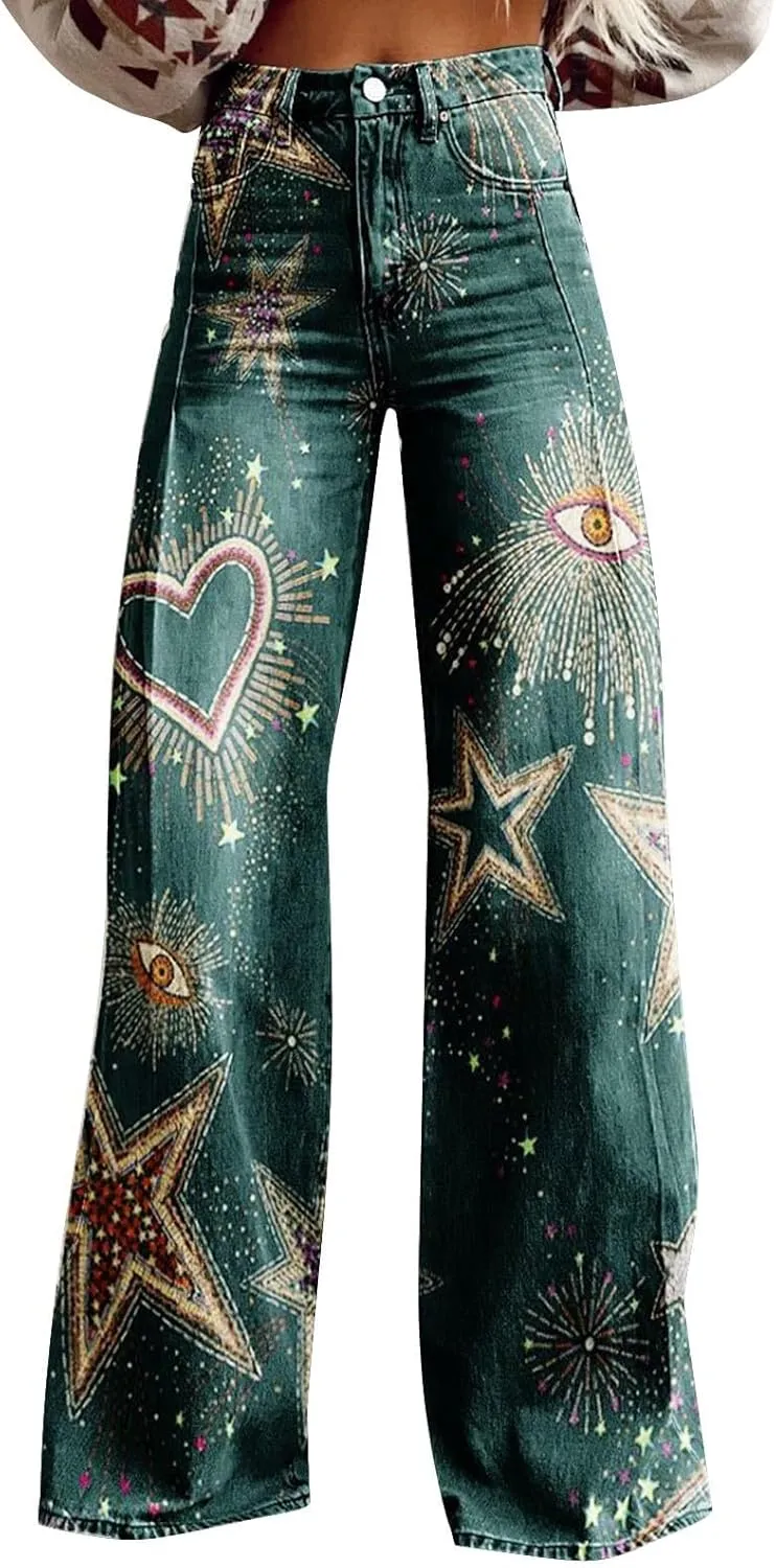 Wide Leg Jeans for Women, Trendy Chic Loose Casual Lightweight Soft Trousers