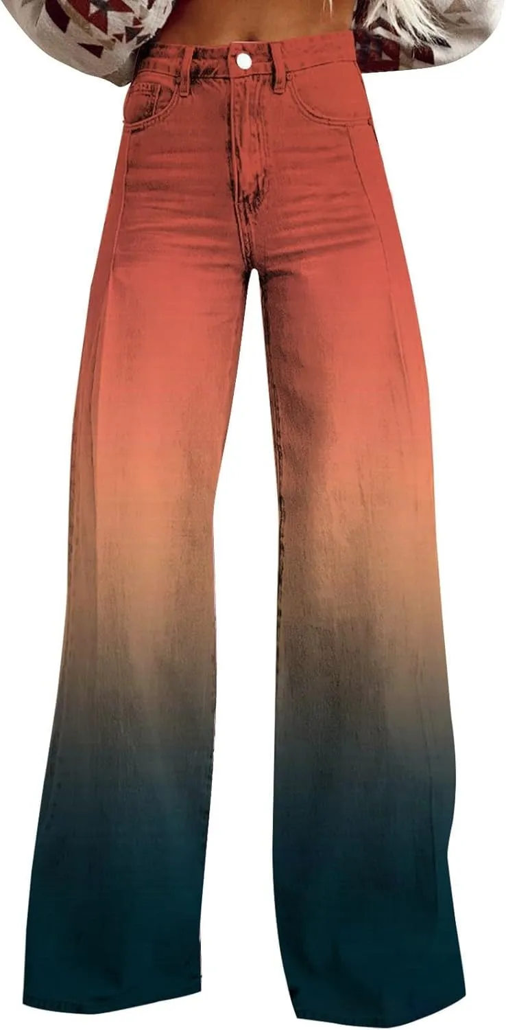 Wide Leg Jeans for Women, Trendy Chic Loose Casual Lightweight Soft Trousers