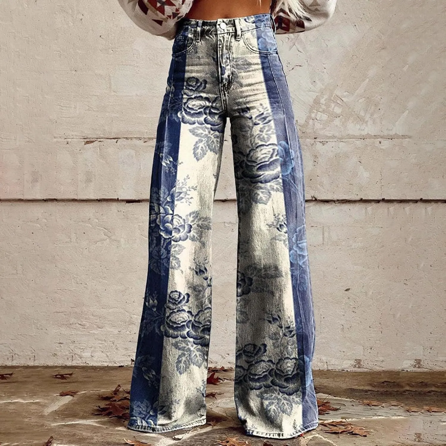 Wide Leg Jeans for Women, Trendy Chic Loose Casual Lightweight Soft Trousers