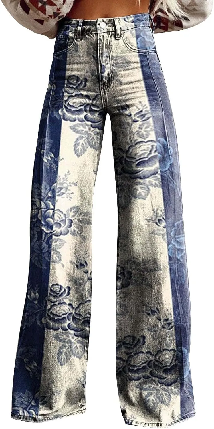 Wide Leg Jeans for Women, Trendy Chic Loose Casual Lightweight Soft Trousers