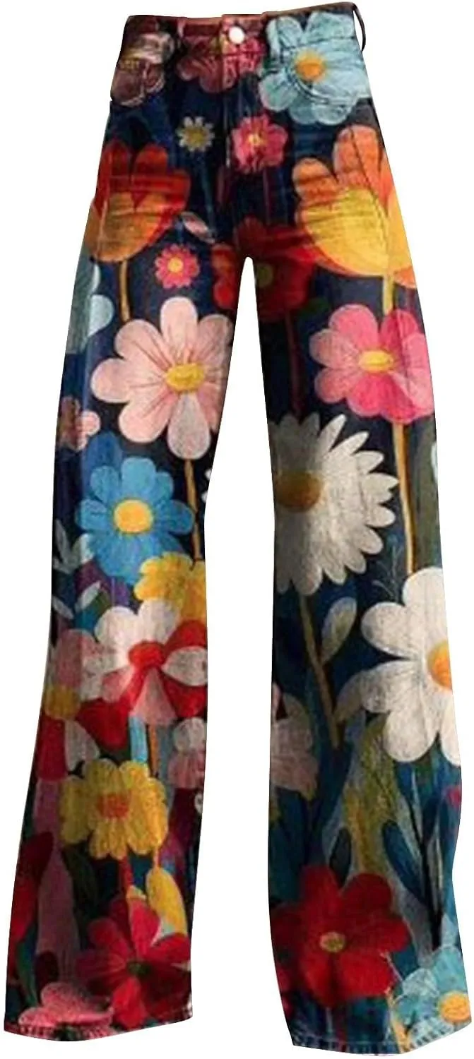 Wide Leg Jeans for Women, Trendy Chic Loose Casual Lightweight Soft Trousers