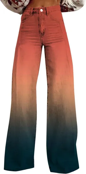 Wide Leg Jeans for Women, Trendy Chic Loose Casual Lightweight Soft Trousers
