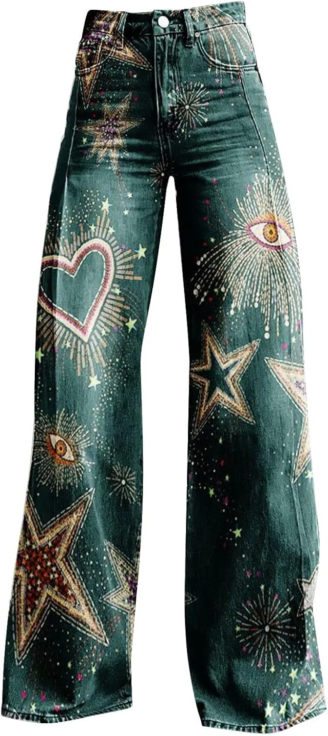 Wide Leg Jeans for Women, Trendy Chic Loose Casual Lightweight Soft Trousers