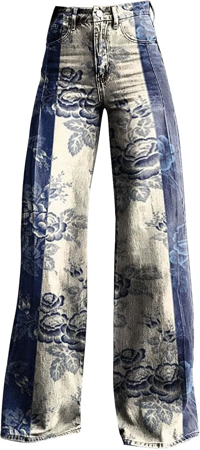 Wide Leg Jeans for Women, Trendy Chic Loose Casual Lightweight Soft Trousers