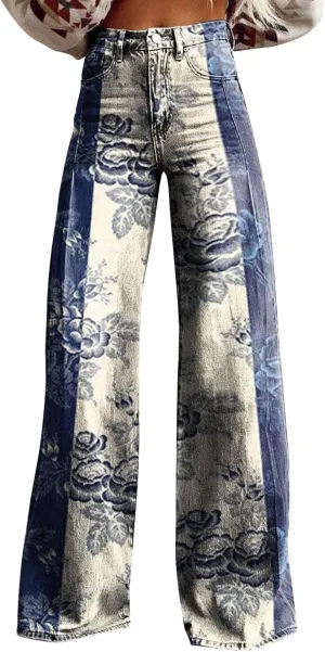 Wide Leg Jeans for Women, Trendy Chic Loose Casual Lightweight Soft Trousers