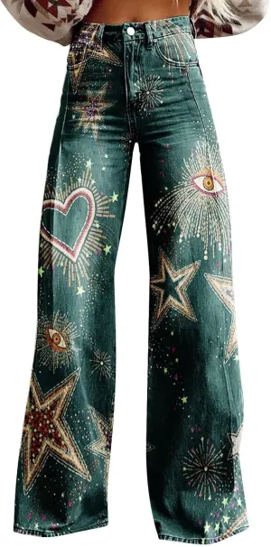 Wide Leg Jeans for Women, Trendy Chic Loose Casual Lightweight Soft Trousers