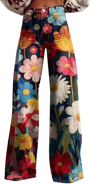 Wide Leg Jeans for Women, Trendy Chic Loose Casual Lightweight Soft Trousers