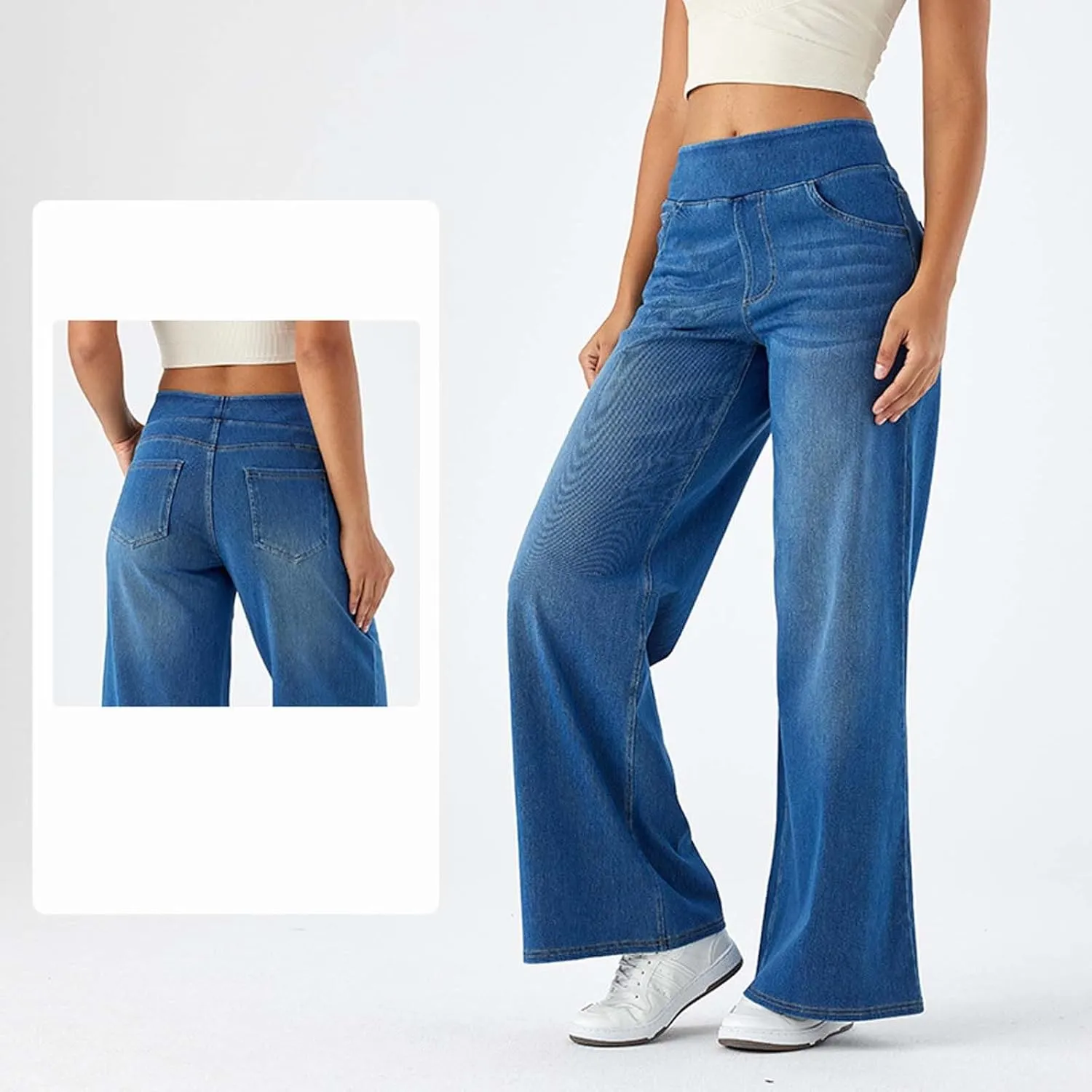 Wide Leg Jeans for Women Trendy High Waisted Trousers Stretchy Baggy Denim Pants