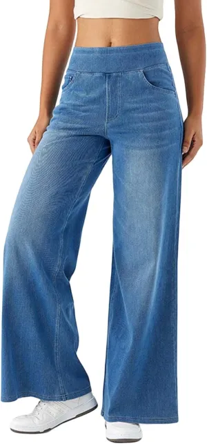 Wide Leg Jeans for Women Trendy High Waisted Trousers Stretchy Baggy Denim Pants