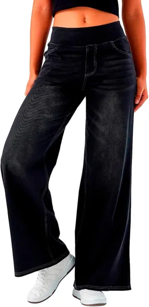 Wide Leg Jeans for Women Trendy High Waisted Trousers Stretchy Baggy Denim Pants