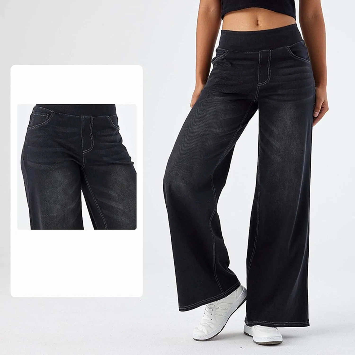 Wide Leg Jeans for Women Trendy High Waisted Trousers Stretchy Baggy Denim Pants