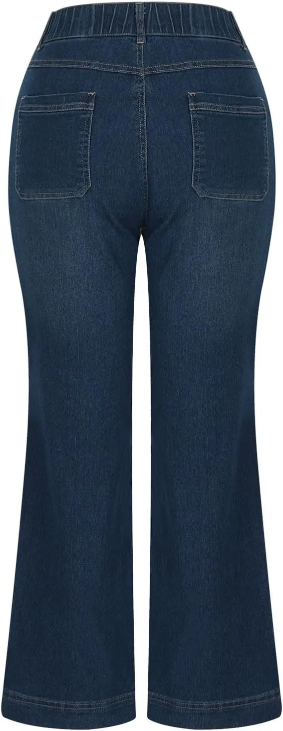 Wide Leg Pants for Women Plus Size Jeans High Waisted Denim Pants A Line Jean Pants Loose Fit Trousers Stretch Pants