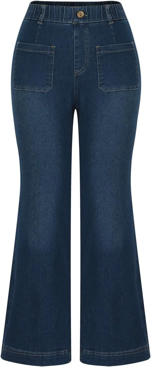 Wide Leg Pants for Women Plus Size Jeans High Waisted Denim Pants A Line Jean Pants Loose Fit Trousers Stretch Pants
