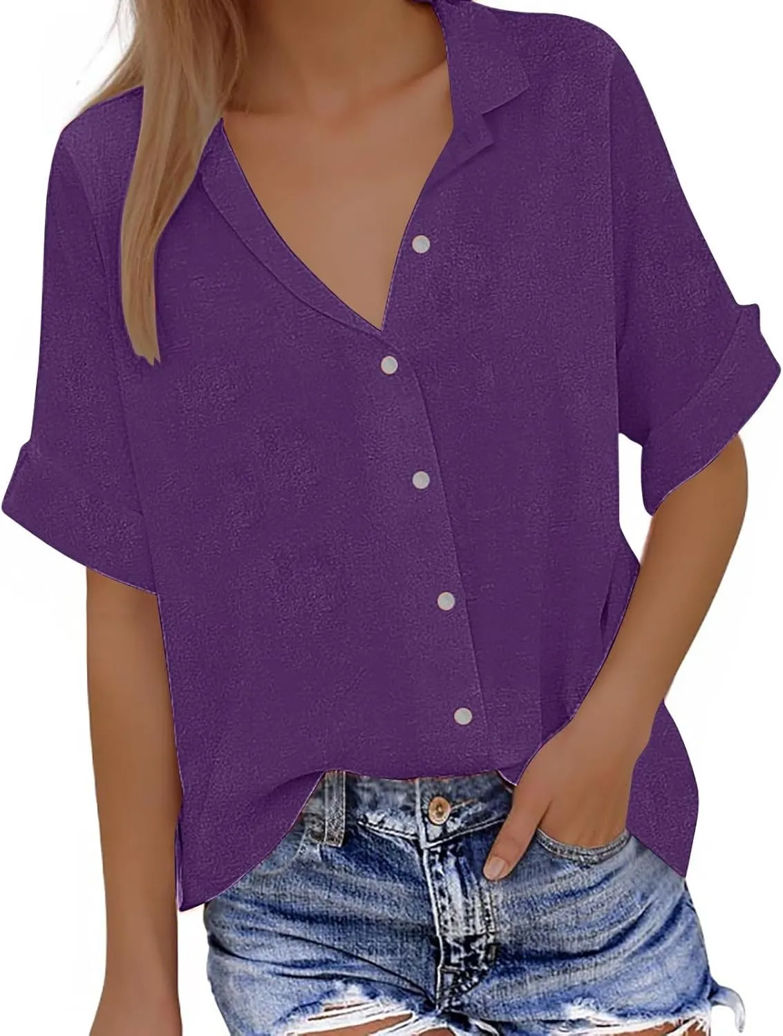 Women 3/4 Sleeve Floral Tops Dressy Casual Summer Blouses T Shirts V Neck Trendy Blouse Tunic Loose Fit Boho Clothing
