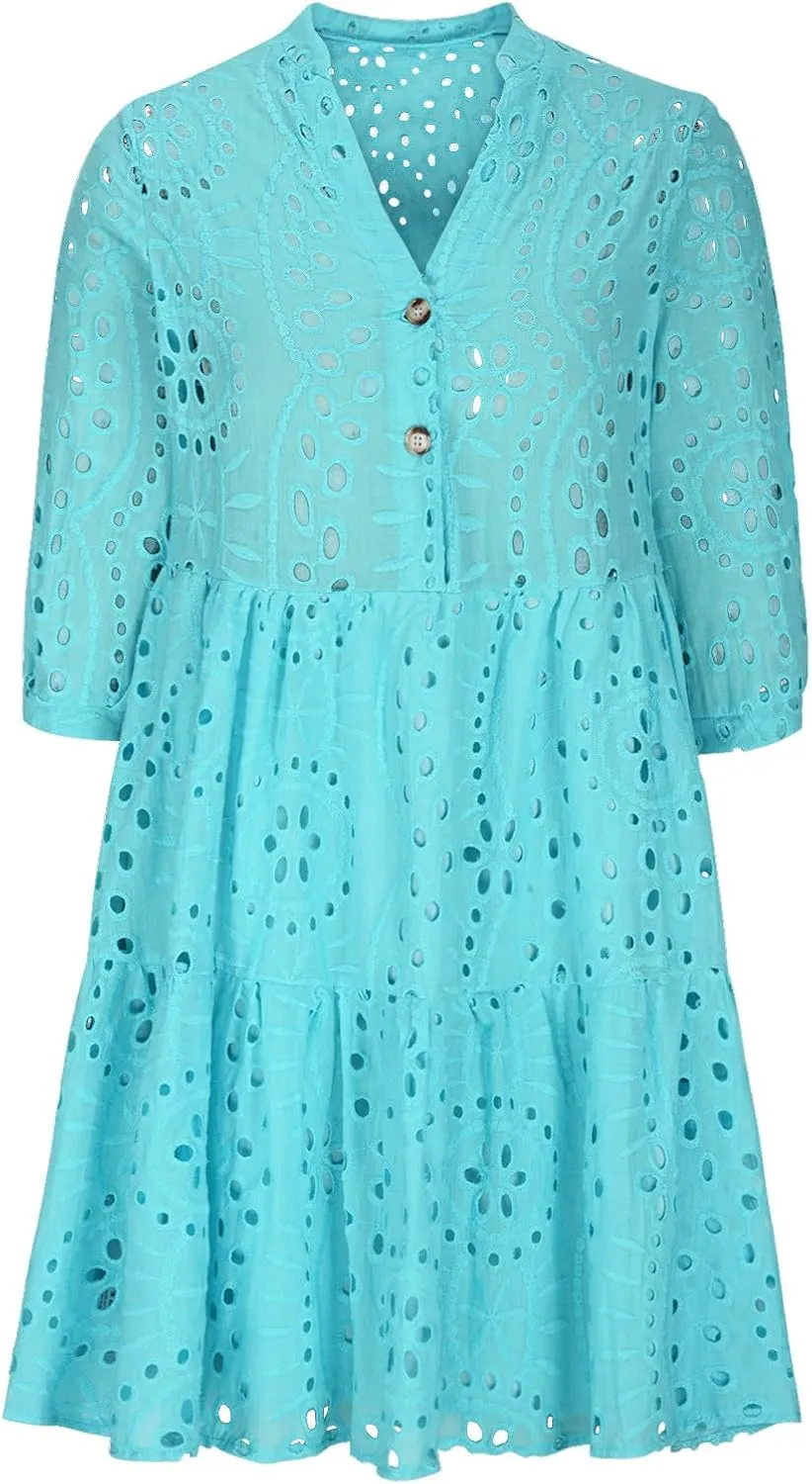 Women Casual Outfits for Summer Short Sleeve Dresses Aline Loose Midi Dress Swing Shift Dress Vacation Travel Dress
