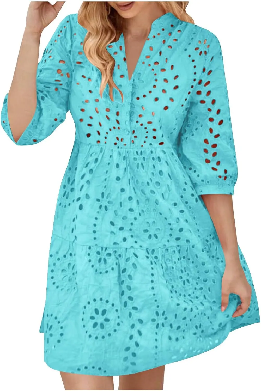 Women Casual Outfits for Summer Short Sleeve Dresses Aline Loose Midi Dress Swing Shift Dress Vacation Travel Dress