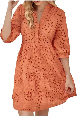 Women Casual Outfits for Summer Short Sleeve Dresses Aline Loose Midi Dress Swing Shift Dress Vacation Travel Dress