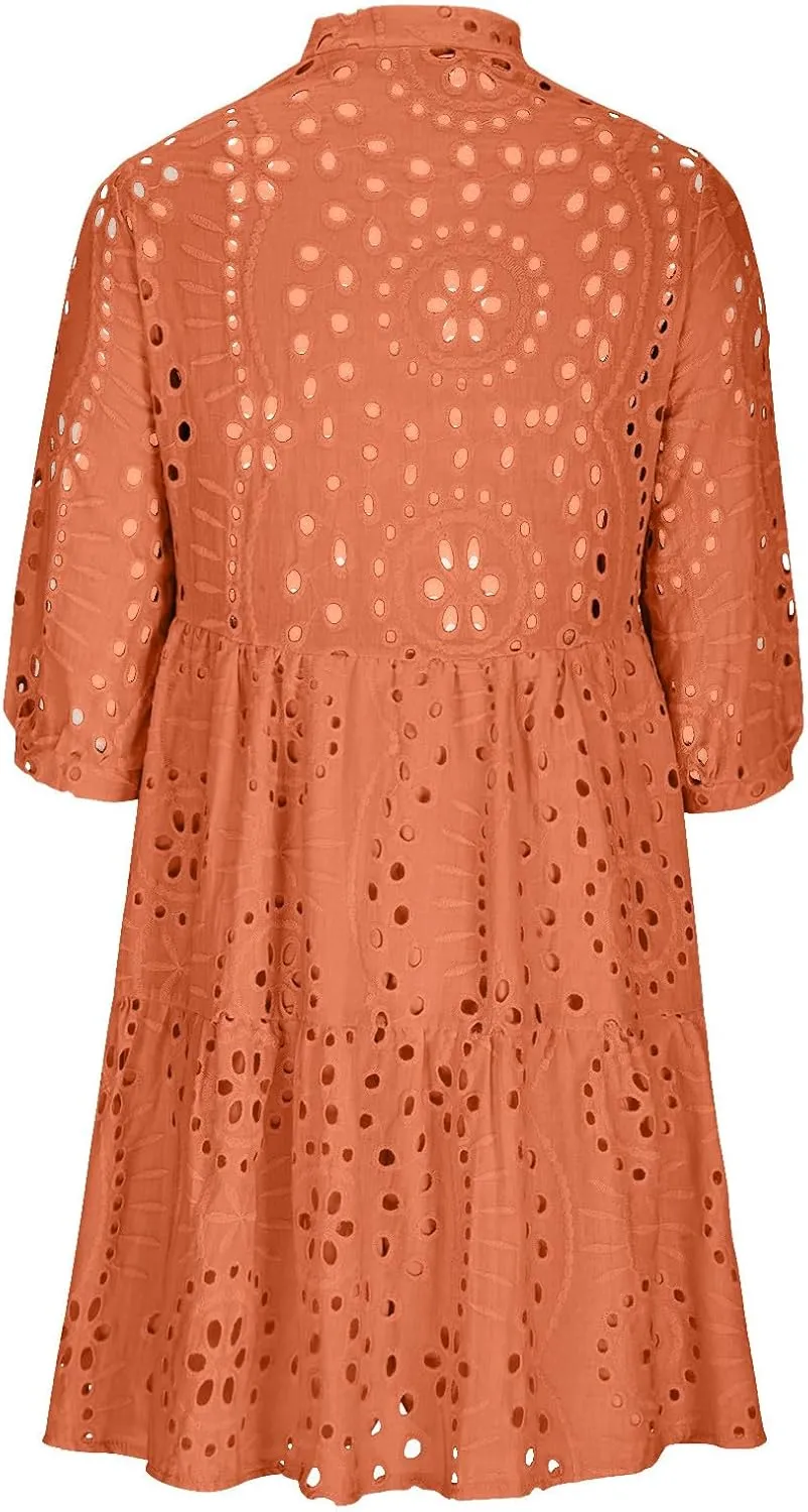 Women Casual Outfits for Summer Short Sleeve Dresses Aline Loose Midi Dress Swing Shift Dress Vacation Travel Dress