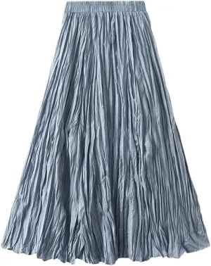 Women Fashion Pleated A-Line Skirts Harajuku Casual Party Bodycon Long Skirt Vintage Streetwear