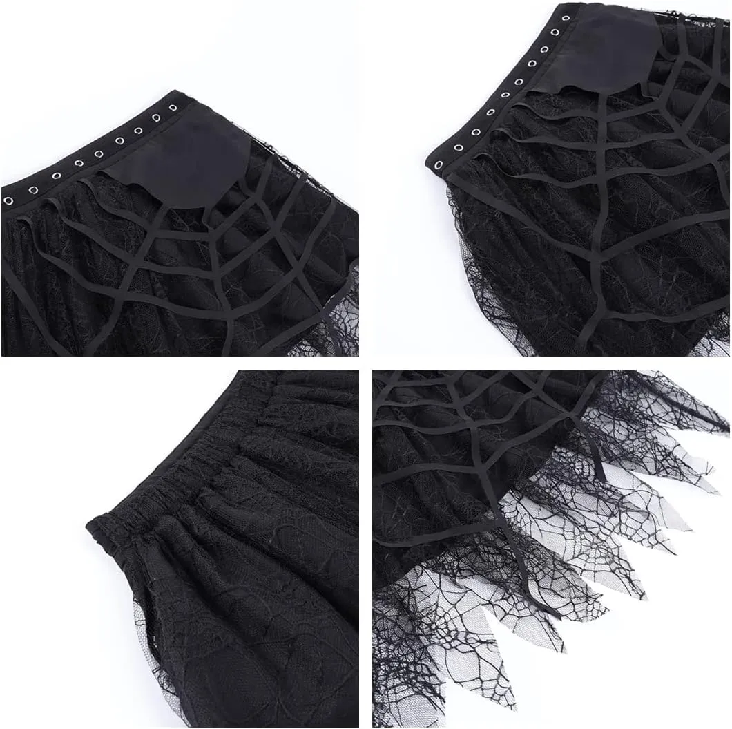Women Gothic Punk Mini Skirt Y2K High Waist A-Line Pleated Skater Skirts