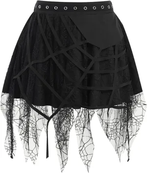 Women Gothic Punk Mini Skirt Y2K High Waist A-Line Pleated Skater Skirts