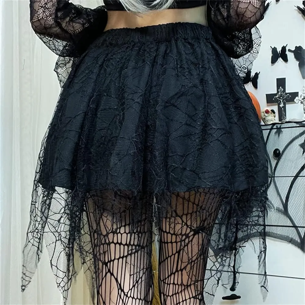 Women Gothic Punk Mini Skirt Y2K High Waist A-Line Pleated Skater Skirts