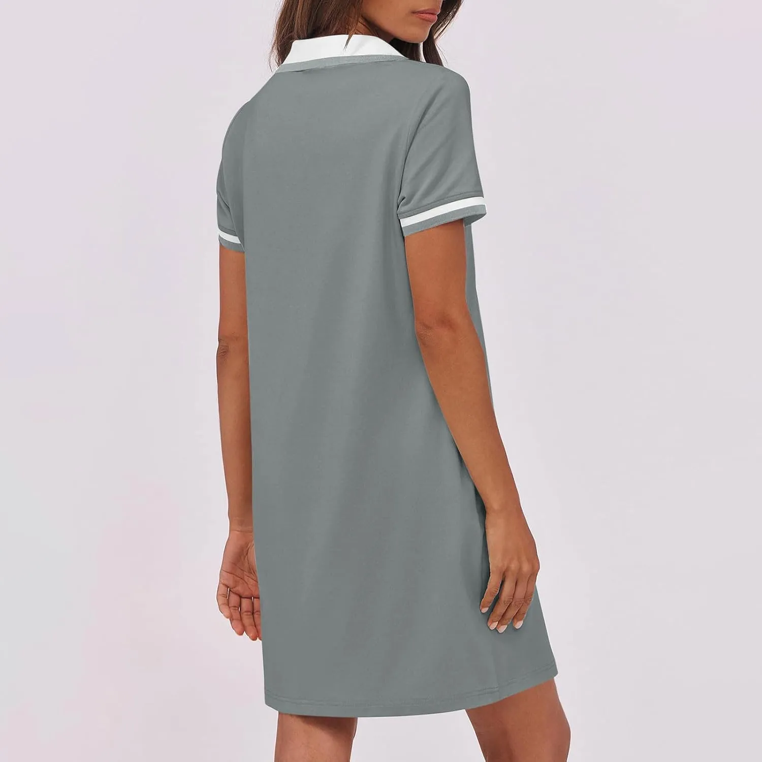 Women Lapel Short Sleeve Dresses 2025 Summer Casual Athletic Dress with Pocket, Ladies Golf Dress T-Shirt Dresses