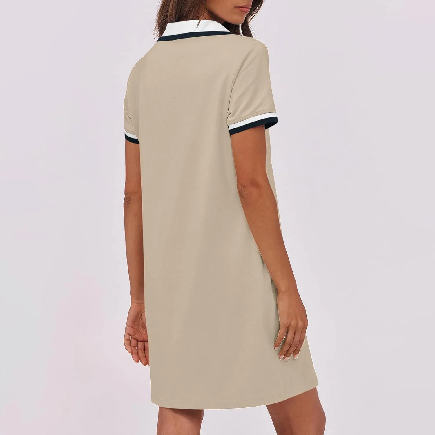 Women Lapel Short Sleeve Dresses 2025 Summer Casual Athletic Dress with Pocket, Ladies Golf Dress T-Shirt Dresses