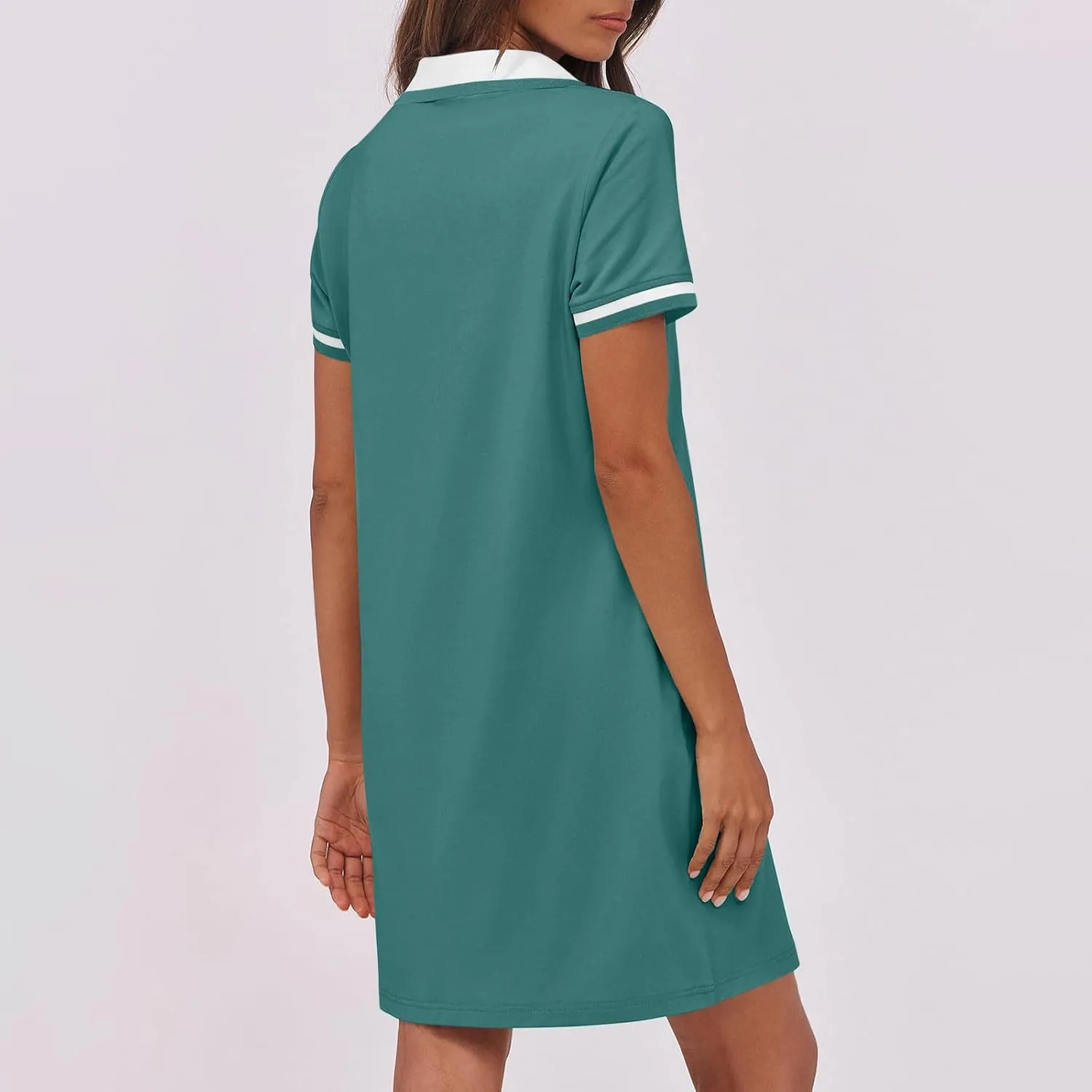 Women Lapel Short Sleeve Dresses 2025 Summer Casual Athletic Dress with Pocket, Ladies Golf Dress T-Shirt Dresses