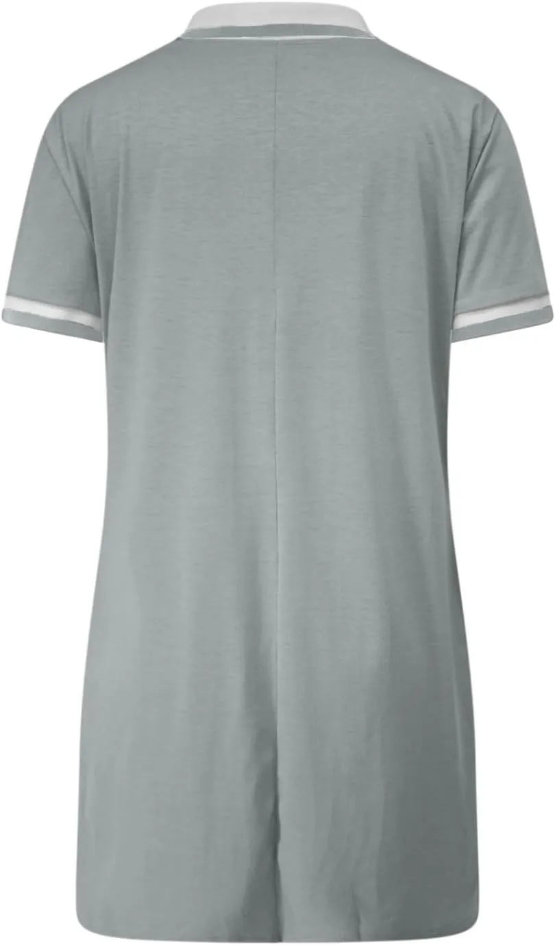 Women Lapel Short Sleeve Dresses 2025 Summer Casual Athletic Dress with Pocket, Ladies Golf Dress T-Shirt Dresses