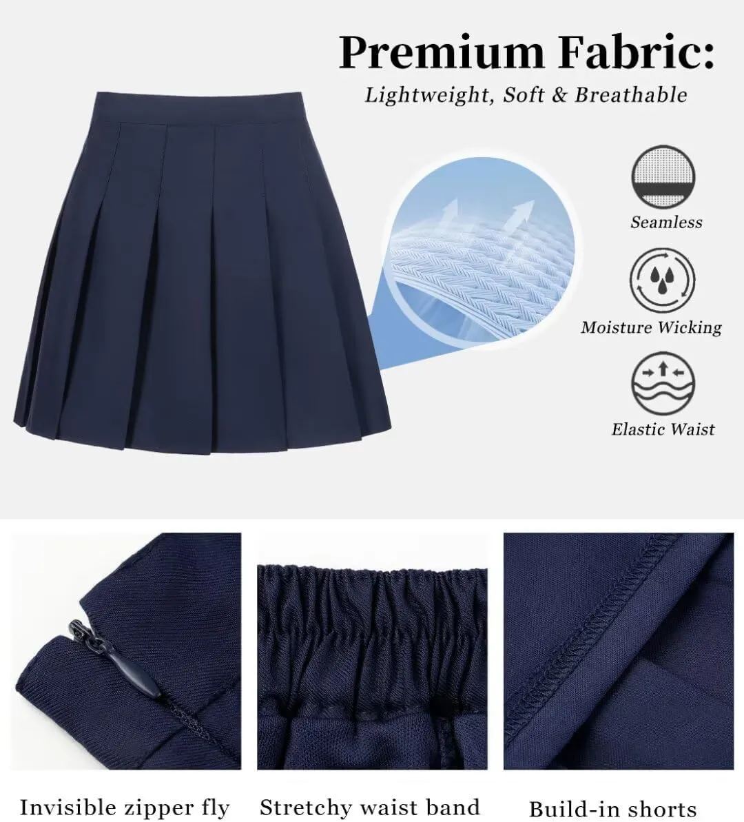 Women Pleated Skirt Tennis Golf Skorts with Lining Shorts Athletic Pleated Skirts for Women