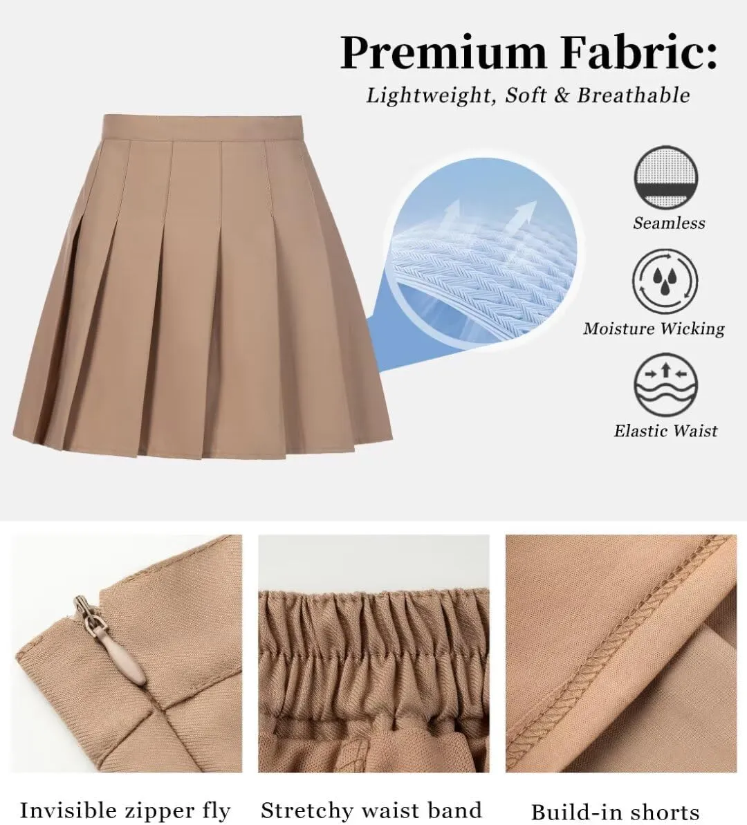 Women Pleated Skirt Tennis Golf Skorts with Lining Shorts Athletic Pleated Skirts for Women