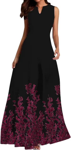 Women Summer Casual Short Sleeve Dresses Long Skirt Casual Flower Sleeveless Flutter Short Sleeve V Neck Button Down