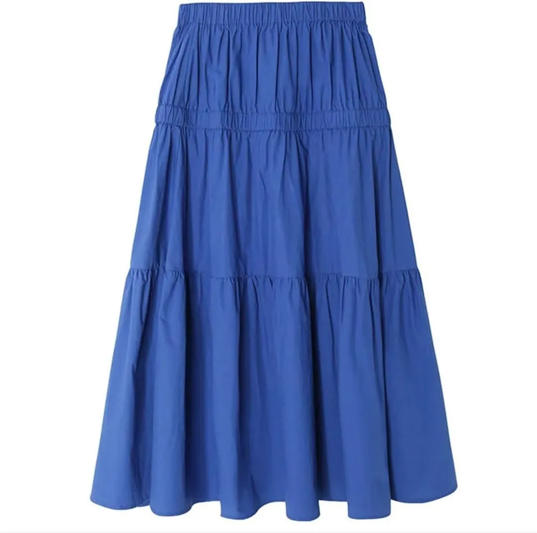 Women Summer High Waist Knit Long Pleated Skirts