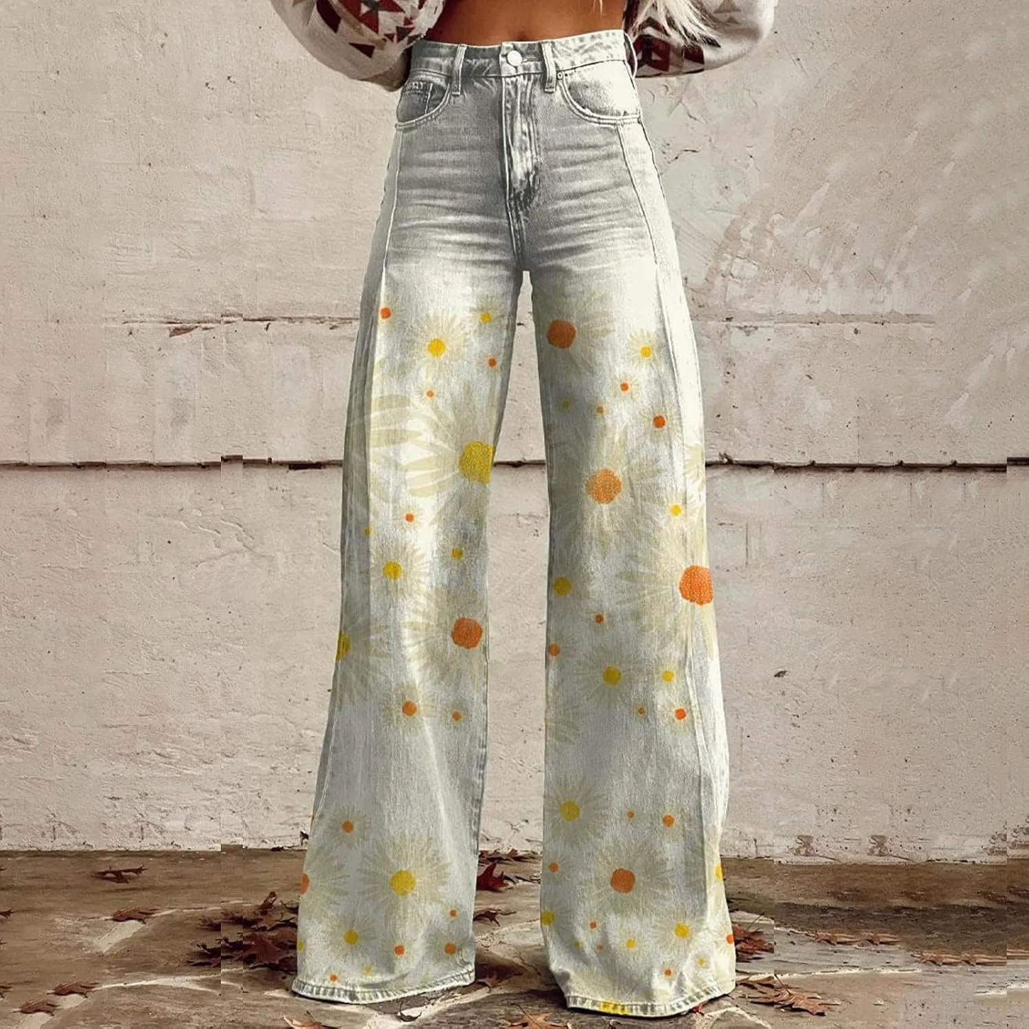 Women Sweatpant Jeans,Sweatpants That Look Like Jeans,High Waisted Stretchy Pull On Wide Leg Denim Pants with Pockets