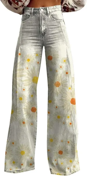 Women Sweatpant Jeans,Sweatpants That Look Like Jeans,High Waisted Stretchy Pull On Wide Leg Denim Pants with Pockets