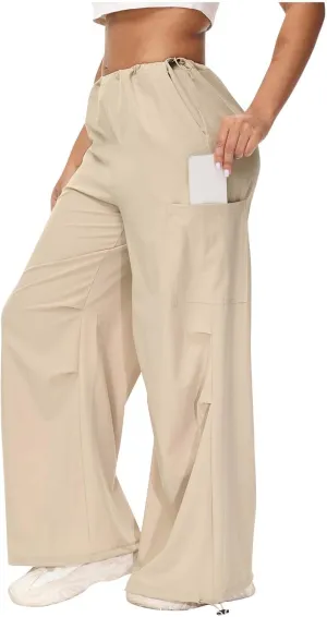 Womens Cargo Jeans with Pockets Straight Wide Leg Trousers High Waisted Baggy Jeans Y2K Streetwear Pants Women