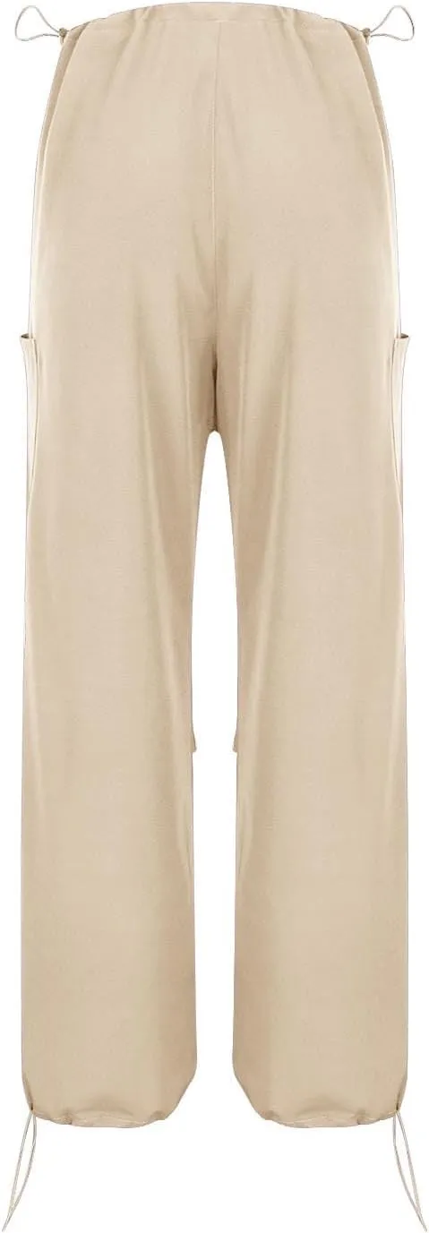 Womens Cargo Jeans with Pockets Straight Wide Leg Trousers High Waisted Baggy Jeans Y2K Streetwear Pants Women