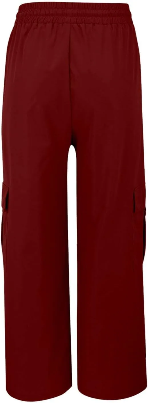 Womens Cargo Pants Casual High Waist Stretch Drawstring Straight Wide Leg Trousers Summer Baggy Trousers with Pockets