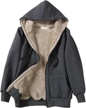 Womens Casual Oversized Sweatshirt Womens Zip Up Hoodies Cropped Sweatshirts Fleece Jackets Fall Outfits Hooded