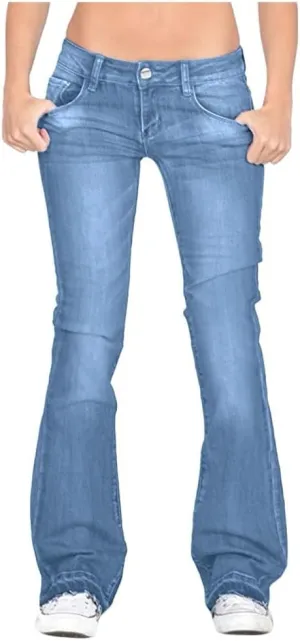 Women's Classic High Jeans Pants Pocket Plus Size Length Women Fitness High Waisted Wide Leg Bootcut Jeans
