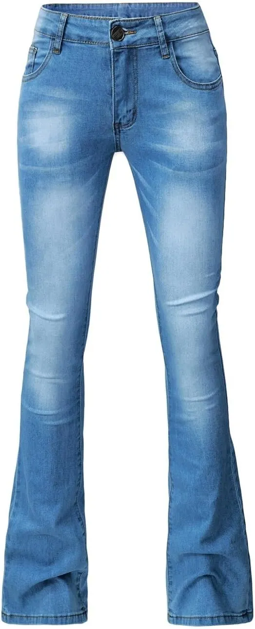 Women's Classic High Jeans Pants Pocket Plus Size Length Women Fitness High Waisted Wide Leg Bootcut Jeans
