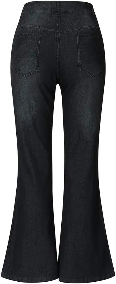 Women's Classic High Jeans Pants Pocket Plus Size Length Women Fitness High Waisted Wide Leg Bootcut Jeans