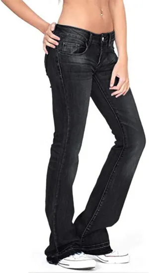 Women's Classic High Jeans Pants Pocket Plus Size Length Women Fitness High Waisted Wide Leg Bootcut Jeans