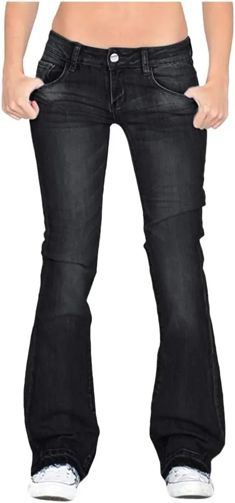 Women's Classic High Jeans Pants Pocket Plus Size Length Women Fitness High Waisted Wide Leg Bootcut Jeans