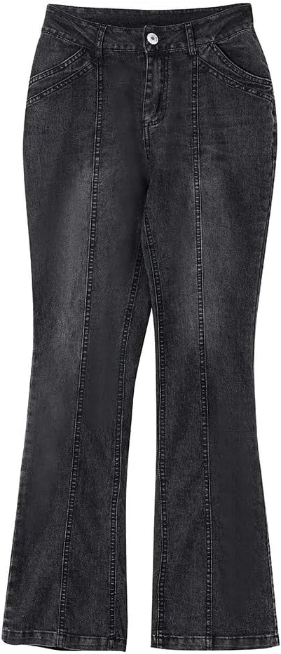 Women's Classic High Jeans Pants Pocket Plus Size Length Women Fitness High Waisted Wide Leg Bootcut Jeans